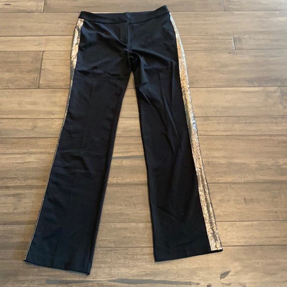 Express Black Pants With Gold Side Stripe Womens Size 3/4 - Picture 2 of 8